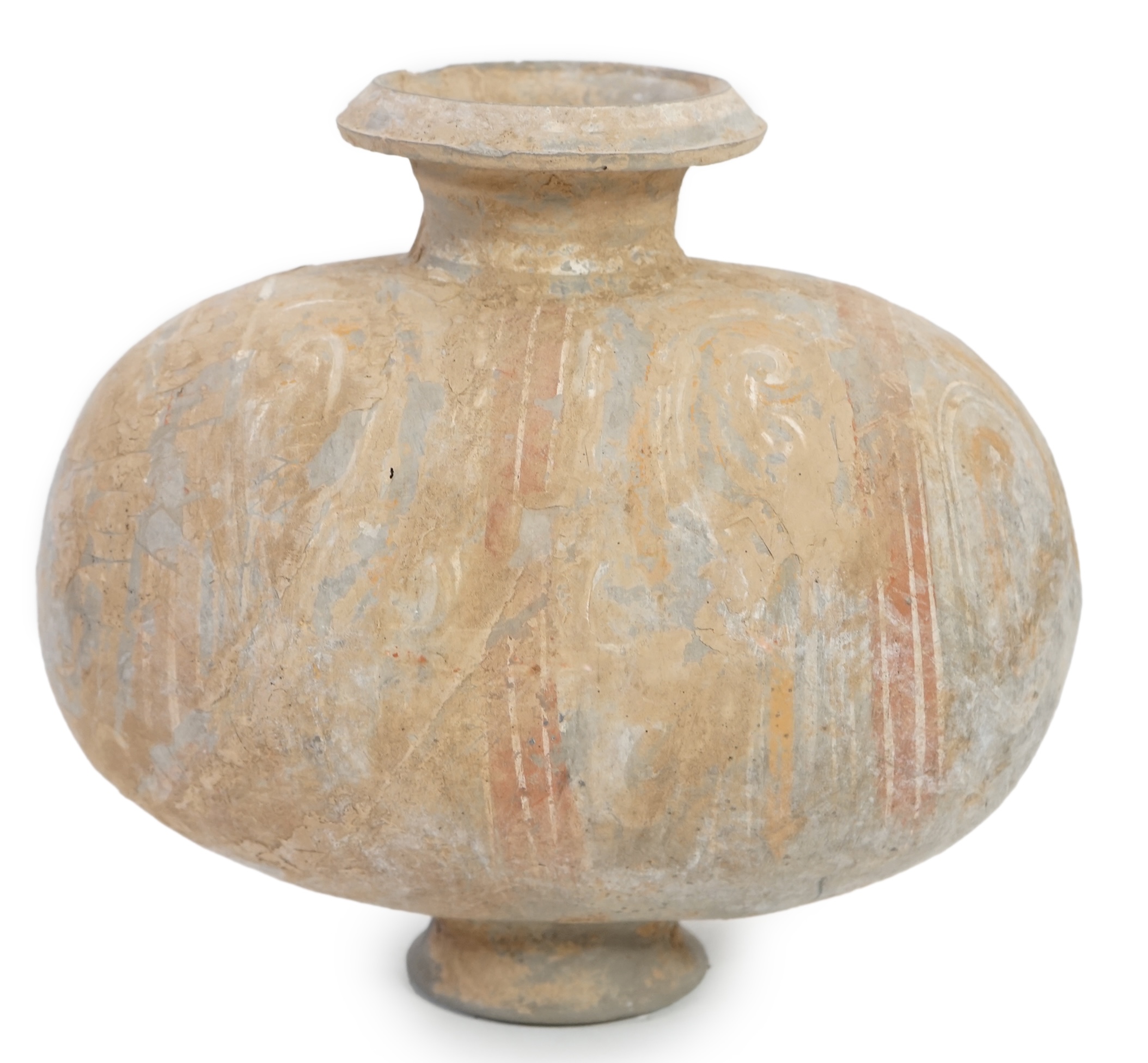 A Chinese painted pottery cocoon jar, Western Han Dynasty (206 BC-AD 8)